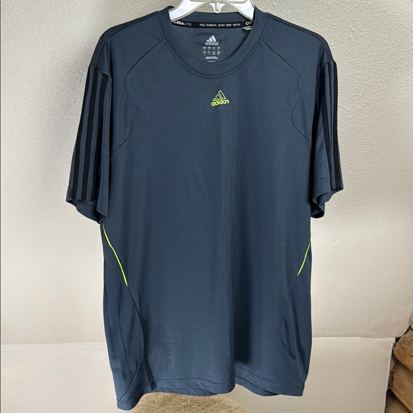 adidas Other - Adidas Climalite Blue w/Black Stripes Short Sleeve Tee. Size Large. Lightweight